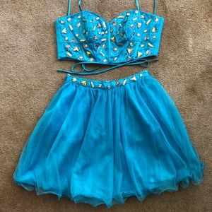 Aqua Blue Two-Piece Cocktail Dress
